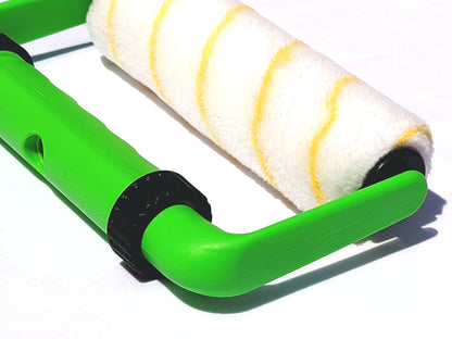 A closeup photo showing one side of the BetterGrip Paint Roller without the extension handle attached.