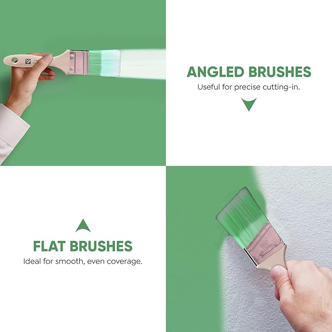 5-Piece Paint Brush Set – Angled & Flat Brushes with Durable Synthetic Bristles & Wooden Handles