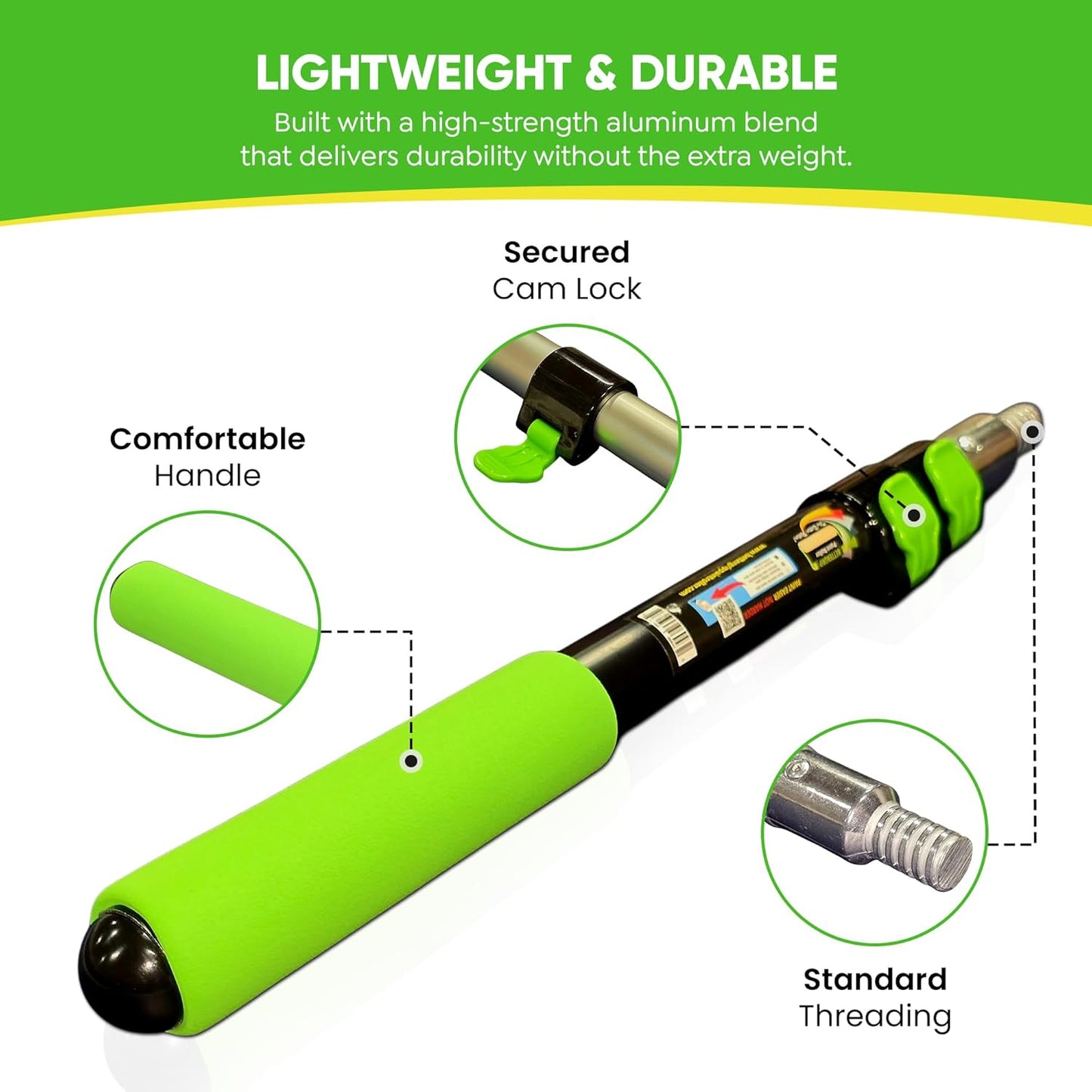 Telescopic Extension Pole for Painting – 3FT Lightweight Aluminum Telescoping Rod with Flip-Lock