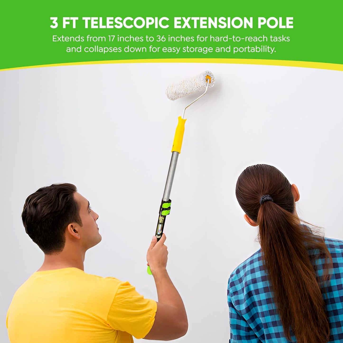 Telescopic Extension Pole for Painting – 3FT Lightweight Aluminum Telescoping Rod with Flip-Lock