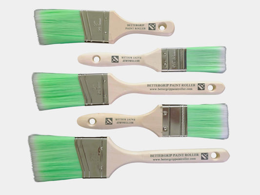 5-Piece Paint Brush Set – Angled & Flat Brushes with Durable Synthetic Bristles & Wooden Handles