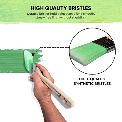 5-Piece Paint Brush Set – Angled & Flat Brushes with Durable Synthetic Bristles & Wooden Handles