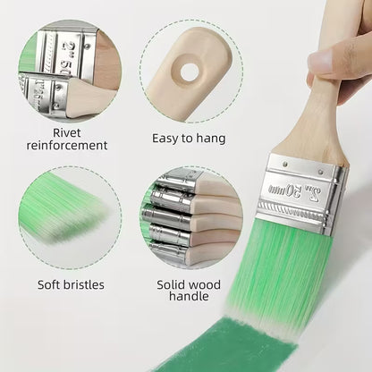 5-Piece Paint Brush Set – Angled & Flat Brushes with Durable Synthetic Bristles & Wooden Handles