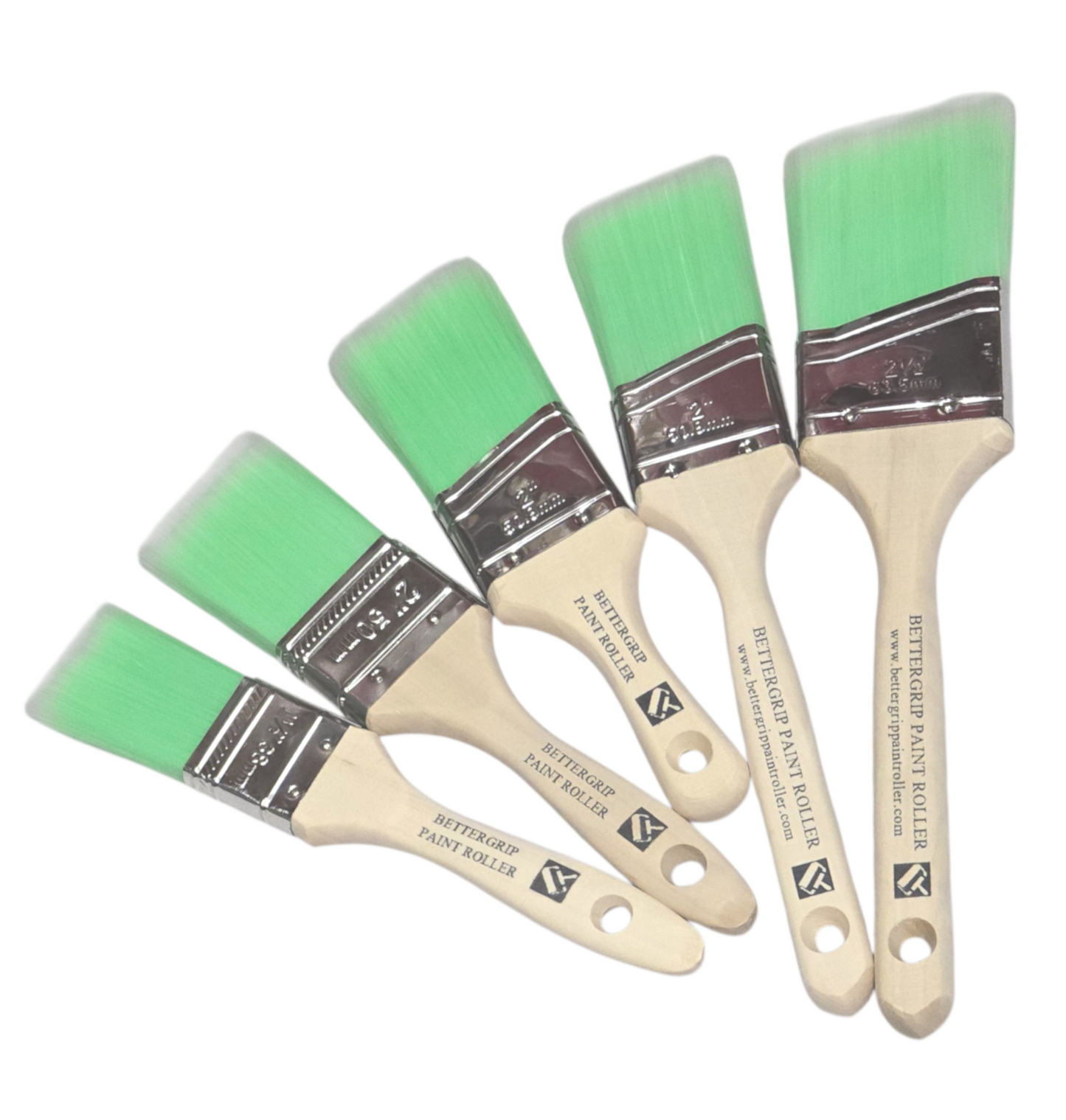 5-Piece Paint Brush Set – Angled & Flat Brushes with Durable Synthetic Bristles & Wooden Handles